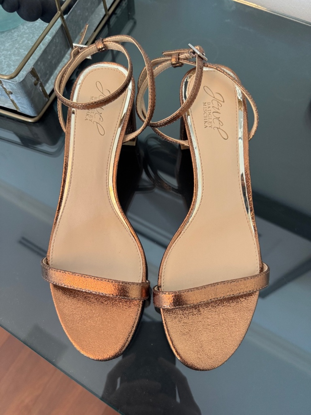 Badgley Mischka Women's Danni II Heeled Sandal Bronzed Gold 7sz. 7.5 NWOT